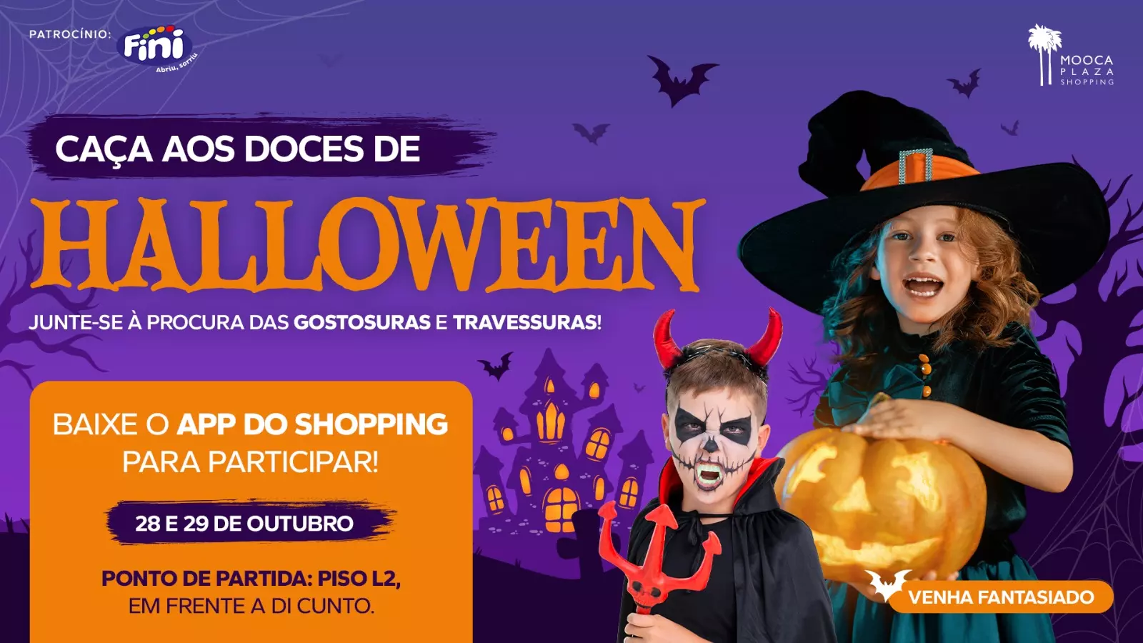 “Gostosuras ou Travessuras” no Mooca Plaza é brincadeira gratuita para a criançada aproveitar o Halloween